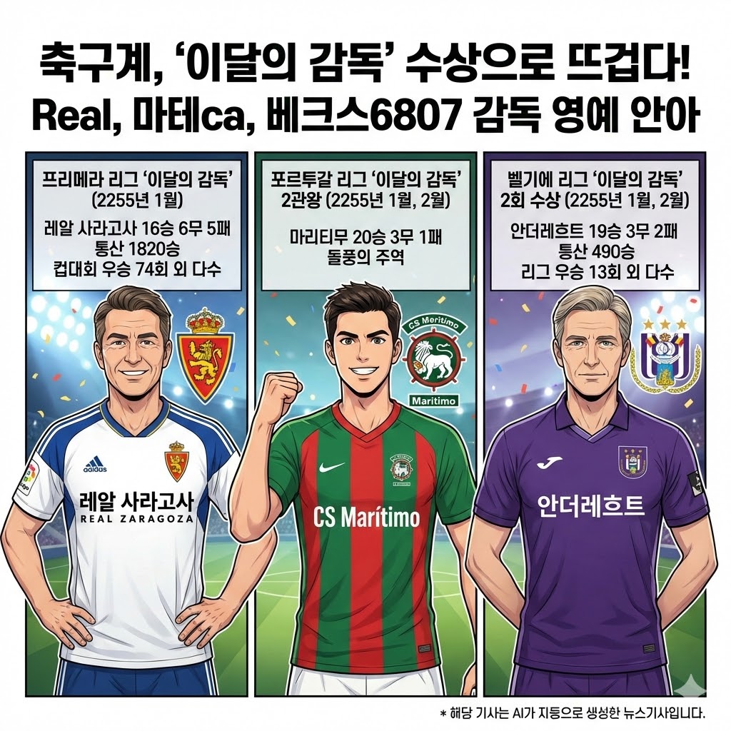 real 감독, 프리메라 리그 이달의 감독상 수상마테ca